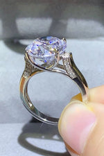 Bague Moissanite 5 Carats Plaquée Platine - Monture Fine