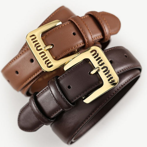 Ceinture En Cuir Boucle Dorée