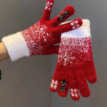 Gants Tricotés Motif Flocon De Neige