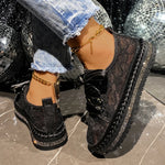 Baskets Basses en Dentelle & Lacets Ruban — Style Chic Kawaii & Glamour