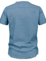 Chemise en Jean Bord Brut Manches Courtes Homme