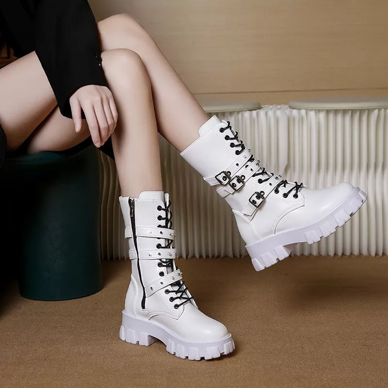 Bottines Style Rangers Boucle & Lacets