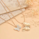 Collier Strass Papillon 2 Pièces Plaqué Or 18K