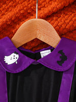 Robe Halloween Toile d'Araignée Col Claudine Fille