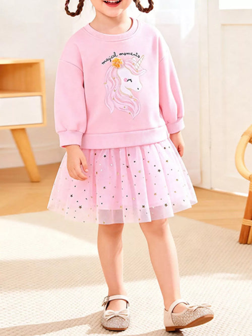 Robe Tutu Sweat Licorne en Tulle Fille