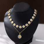 Collier Marguerite 2 Pièces Plaqué Or 18K