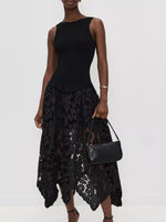 Robe Midi Sans Manches Côtelé Crochet