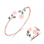 Parure Bague Croisée & Bracelet Plaqué Or Rose