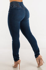 Jean Taille Haute Skinny Boutonné Galbant