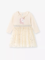 Robe Tulle Licorne Brodée & Volants Fille