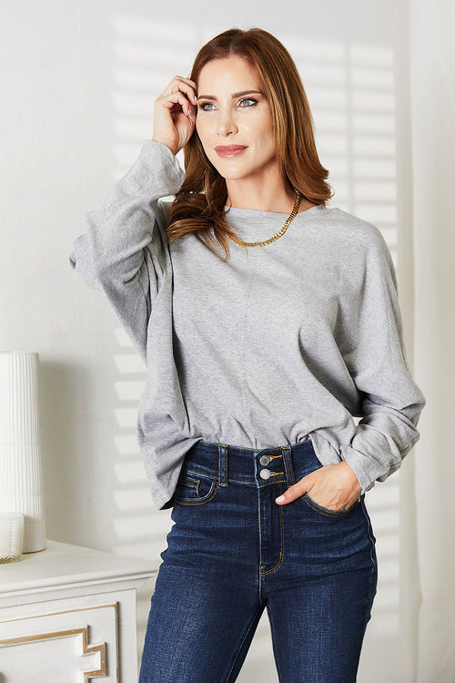 Haut Col Rond Manches Longues Détail Couture