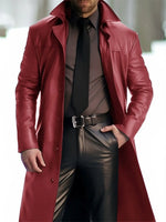 Manteau Long en Cuir Noir & Ensemble Sophistiqué — Esprit Executive Luxury