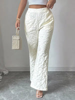Pantalon Large Fleuri Texturé