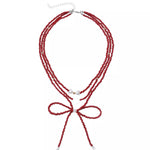 Collier Perles Nœud & Pendentifs Cœur