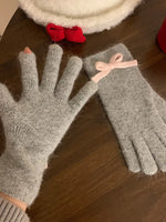 Gants Tricotés Détail Nœud