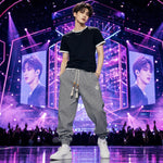 Pantalon Jogger Chiné à Cordon Tressé — Style Streetwear & K-Pop Vibe