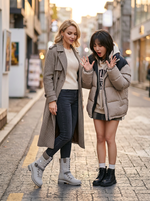 Bottes Mi-Mollet Grises à Lacets & Sangles Bijoux — Style Chic Alpine & Kawaii Distingué